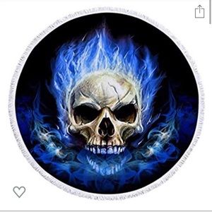 Blue Flame 🔥 Ghost Skull 💀 Round Beach 🏖 Towel Brand New Never Used